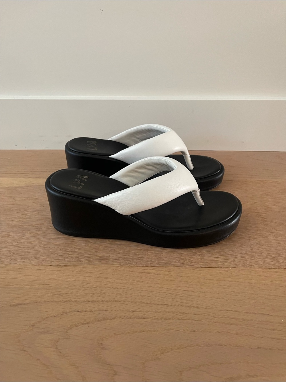 LPA Christina Leather Thong Wedge Sandals